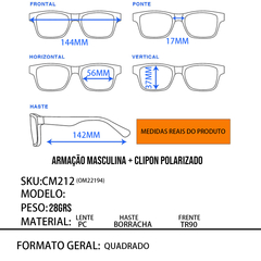 Armação Masculina + Clip On 2 Em 1 CM212 na internet