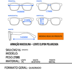 Armação Masculina + Clip On 3 Em 1 CM216 - comprar online