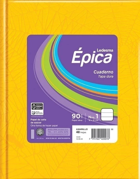 CUADERNO EPICA ARAÑA NRO 1 TAPA DURA RAYADO 48 HOJAS