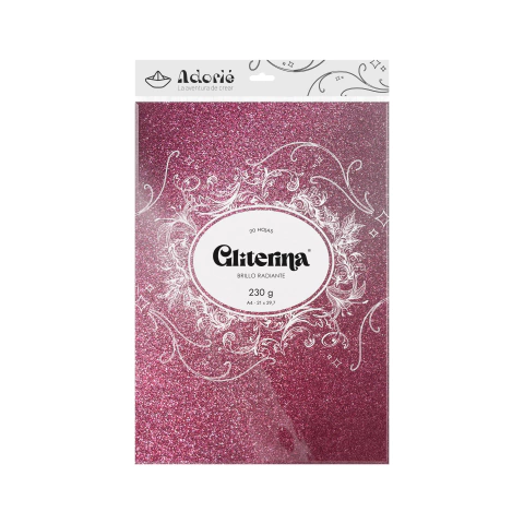 PAPEL ADORIE GLITERINA ROSA CHICLE X UNIDAD