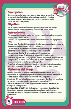 JUEGO DE TARJETA DIGITAL DESCARGABLE LOS 5 SEGUNDOS - tienda en línea