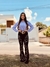 Calça Feminina West Tuff Flare Cos Alto Brilhos Black Style em Pedrarias c/ Elastano. - West Tuff Jeans