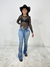 Calça Feminina West Tuff Flare Cos Alto Brilhos Cipó em Pedrarias c/ Elastano. - comprar online