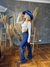 Imagem do Calça Feminina West Tuff Flare Cos Alto Brilhos Glamour em Pedrarias c/ Elastano.