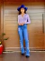 Calça Feminina West Tuff Flare Cos Alto Bordada Cruz c/ Elastano. - comprar online