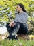 Calça Feminina West Tuff Flare Cos Alto Preta Brilhos Flores Laterais c/ Elastano.