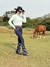 Imagem do Calça Feminina West Tuff Flare Cos Alto Bordada Barra Total c/ Elastano.