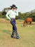 Imagem do Calça Feminina West Tuff Flare Cos Alto Bordada Barra Total c/ Elastano.