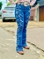 Calça Feminina West Tuff Flare Cos Alto Bordada Lateral c/ Elastano.