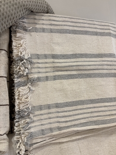 Manta de algodón rayas gris - comprar online