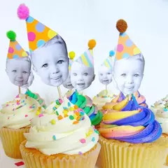TOPPERS CUPCAKES CON FOTO PERSONALIZADOS X DOCENA