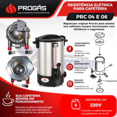 RESISTENCIA PARA CAFETEIRA ELETRICA PROGAS 220V PRC 04/06 - comprar online