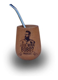 Mate Madera Algarrobo Messi Que Mira Bobo Premium C/bombilla