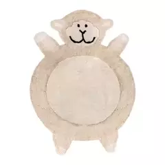 Tapete de algodão em formato de ovelha, ideal para ambientes infantis.
