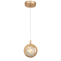 Pendente LED Dourado com Cristal 6W 3000K Bivolt - 12cm (Cabo 4m)