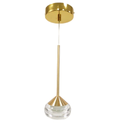 Pendente LED Dourado com Cristal 5W 3500K Bivolt - 8,7×24cm
