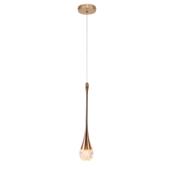 Pendente LED Dourado com Cristal 5W 3000K 500lm - 7×34cm