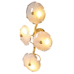 Arandela Dourada com Vidro 4 Lâmpadas G9 - 65cm