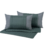 Kit Peseira Copacabana 5 peças queen com almofadas cheias em tons de verde e cinza, ideal para decoração de cama.