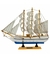 Miniatura Barco Navio Veleiro Madeira Base Azul 26x5x30cm