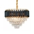 Pendente em Metal Preto com Cristal Transparente para 8 Lâmpadas