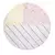 Tapete de algodão redondo com estampas coloridas em amarelo, rosa e branco, ideal para ambientes infantis.