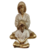 Estatueta de mãe e filha sentadas, simbolizando carinho e delicadeza, com detalhes em dourado.