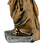 Escultura dourada da Venus de Milo, destacando detalhes dos drapeados e base da estatueta.