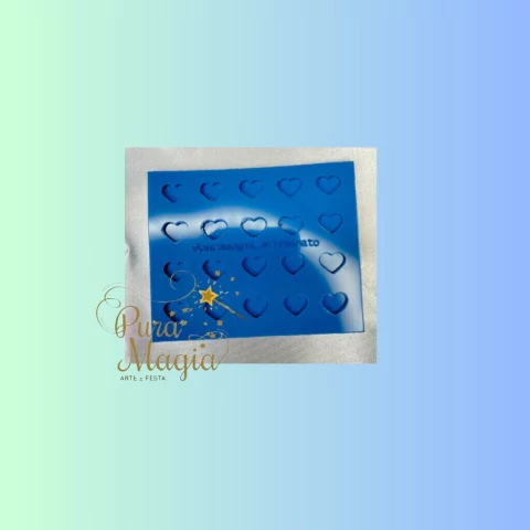Molde de Silicone Mini Pingente Coração com 20 Cavidades (2mm) para Tampa de Caneta