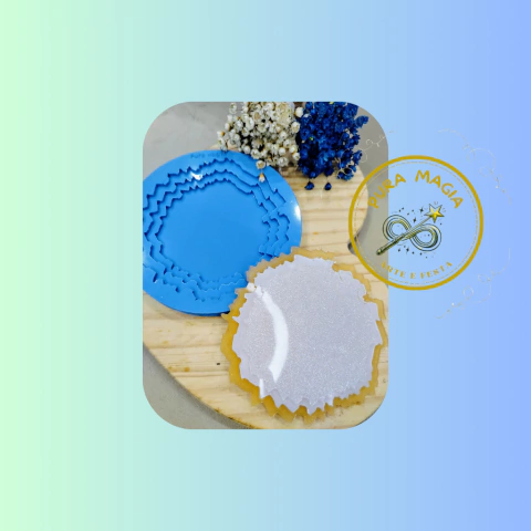 Molde de Silicone Para Resina Epóxi Porta Copos 3D Geodo