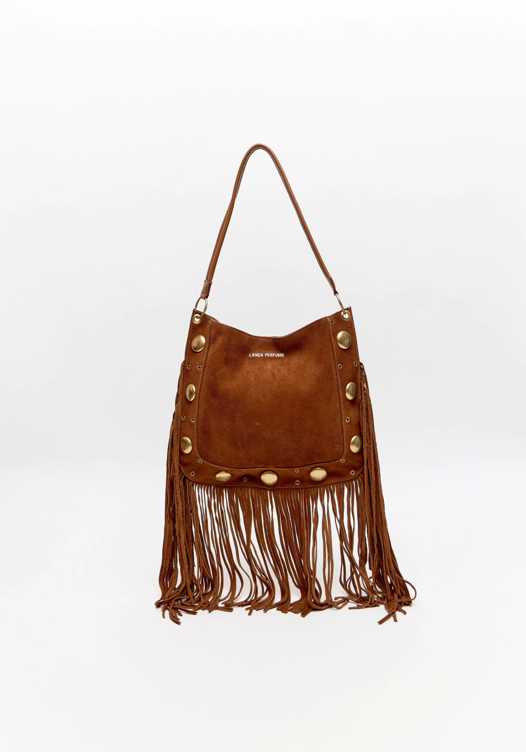 BOLSA LANÇA PERFUME SHOULDER COURO CAMURCA E FRANJAS