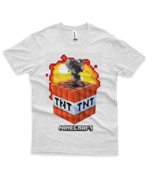Camiseta Minecraft Infantil- TNT explodindo - Branca