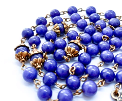 Terço Pedra Jade Safira - Imaculada Conceição - loja online