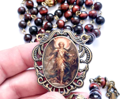 Terço São Miguel - Pedra natural - loja online