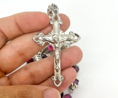 Terço NS Guadalupe (Aço Inox) - Pedra Natural Ágata - Rosarium