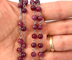 Imagem do Terço Medalha Milagrosa - Pedra natural Jade- 6mm