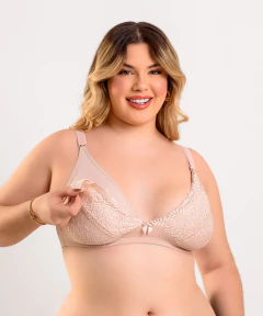 Cod:3819 - SUTIÃ AMAMENTAÇÃO PLUS SIZE MICROFIBRA E RENDA - comprar online