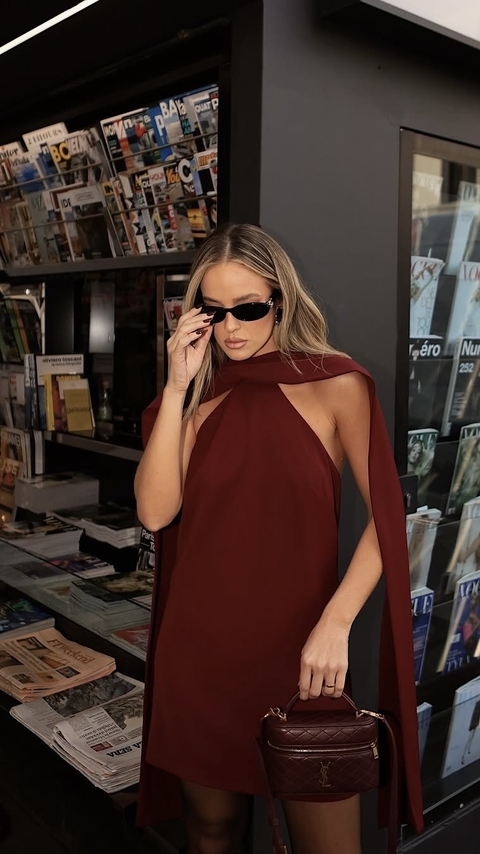 Vestido Echarpe Valentina Vinho - comprar online