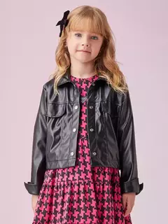 Jaqueta Fake Leather Preta Animê