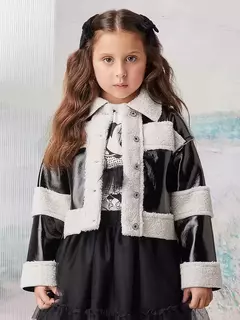 Jaqueta Fake Leather com Pelo Animê