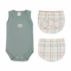 CONJUNTO BODY REGATA COM COBRE FRALDAS SUED MINI & CO