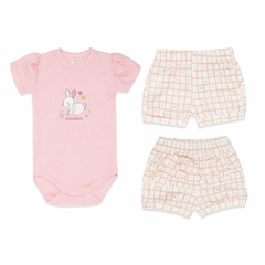 CONJUNTO BODY COM SHORTS RIBANA E SUED MINI & CO
