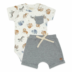 CONJUNTO BODY COM BOLSINHO E SHORTS BARRA VIRADA SUED MINI & CO