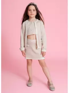 Saia Short Tricot Shine Dourado Pituchinhus