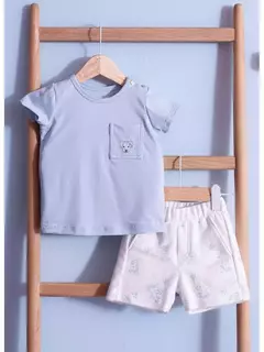 CONJUNTO BLUSA COTTON PIMA E BERMUDA MOLETOM PITUCHINHUS FOR BOYS