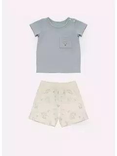 CONJUNTO BLUSA COTTON PIMA E BERMUDA MOLETOM PITUCHINHUS FOR BOYS - comprar online
