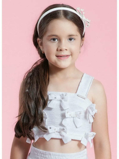 BLUSA CROPPED BOUCLE MULTI LAÇOS BORDADOS PITUCHINHUS