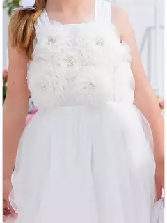 VESTIDO ALÇA MAXI FLORES TULE BORDADO PITUCHINHUS - loja online