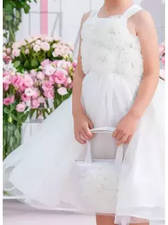 VESTIDO ALÇA MAXI FLORES TULE BORDADO PITUCHINHUS - Bolhinhas de Sabão