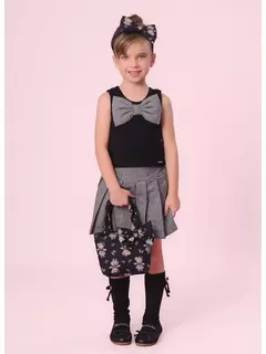 Blusa Cropped Rib Laço Preto - Bolhinhas de Sabão
